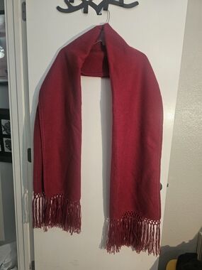Artesania Textil Ccahuantico 100% Alpaca Scarf Red Fringe Peru
